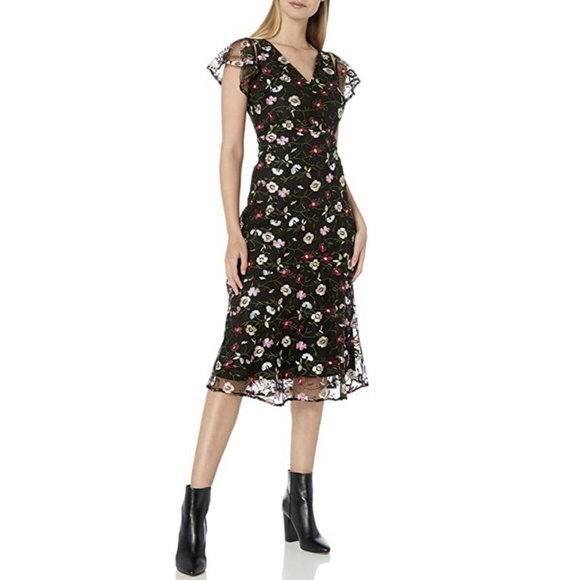 NWOT Sam Edelman Floral Embroidered Short Sleeve/ Cold Shoulder Dress - 2 - Picture 1 of 12